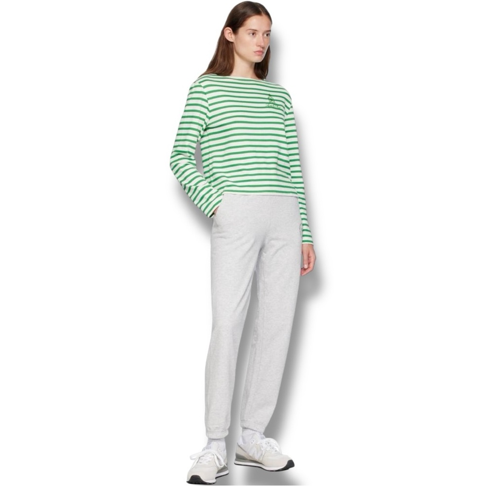Sporty & Rich Orange and White Striped Long Sleeve Lightweight Knit Sweater Top - Picture 6 of 15